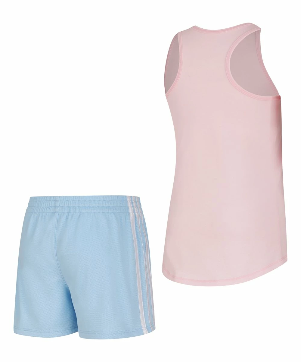 Buy ⭐ Adidas Medium Pink Logo Tank & Light Blue Shorts - Toddler For Kids 😉 - Image 2