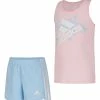 Buy ⭐ Adidas Medium Pink Logo Tank & Light Blue Shorts - Toddler For Kids 😉