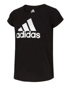Budget 😍 Adidas Black Logo Crewneck Tee - 👧 Girls For Kids 🛒