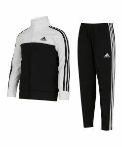Cheapest 🌟 Adidas White & Black Color Block Track Jacket & Pants - Boys For Kids 💯
