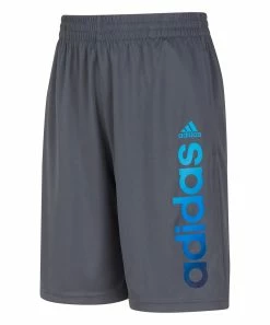 Promo 🛒 Adidas Dark Gray & Blue Logo Shorts - Boys For Kids 😉