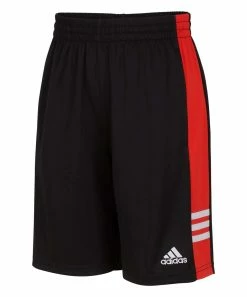 Outlet 🎉 Adidas Black & Red Stripe Side-Panel Shorts - Boys For Kids 🔥