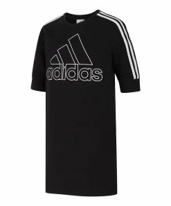 Outlet π₯ Adidas Black & White Stripe-Accent Logo Half-Sleeve Tee - π§ Girls For Kids π₯