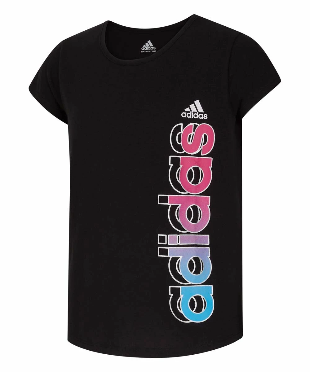 Discount 🔔 Adidas Black Logo Short-Sleeve Tee - 👧 Girls For Kids 🎉 1 Discount 🔔 Adidas Black Logo Short-Sleeve Tee - 👧 Girls For Kids 🎉