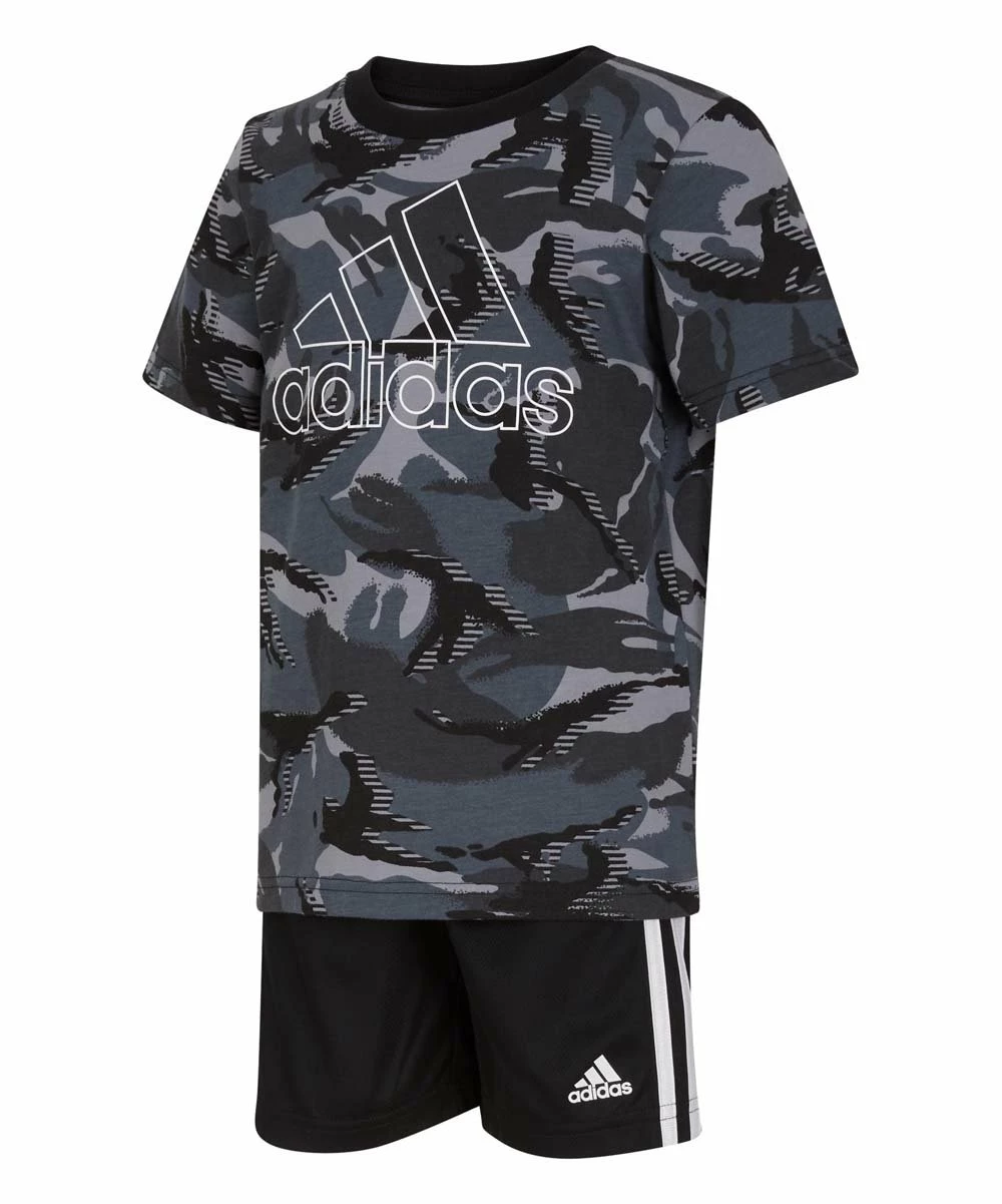 Best Sale ๐ Adidas Black Camo Logo Tee & Stripe Shorts - Toddler & Boys For Kids ๐ - Image 3