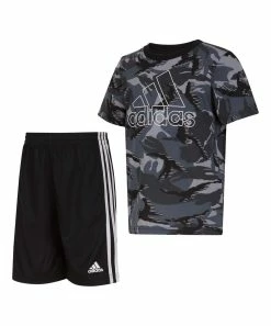 Best Sale ๐ Adidas Black Camo Logo Tee & Stripe Shorts - Toddler & Boys For Kids ๐