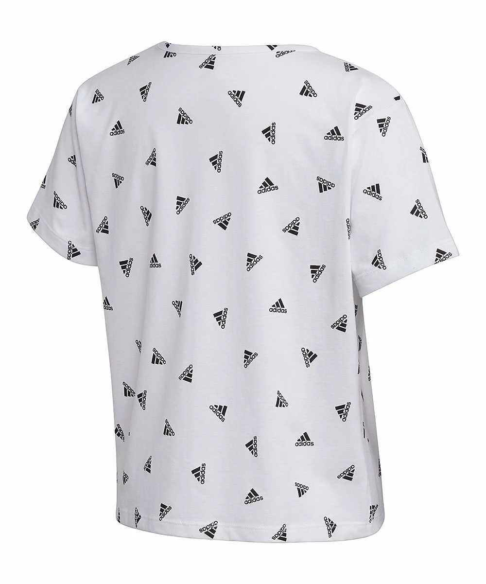 Cheap 🤩 Adidas White & Black Logo Tulip-Hem Tee - 👧 Girls For Kids ❤️ 2 Cheap 🤩 Adidas White & Black Logo Tulip-Hem Tee - 👧 Girls For Kids ❤️ - Image 2