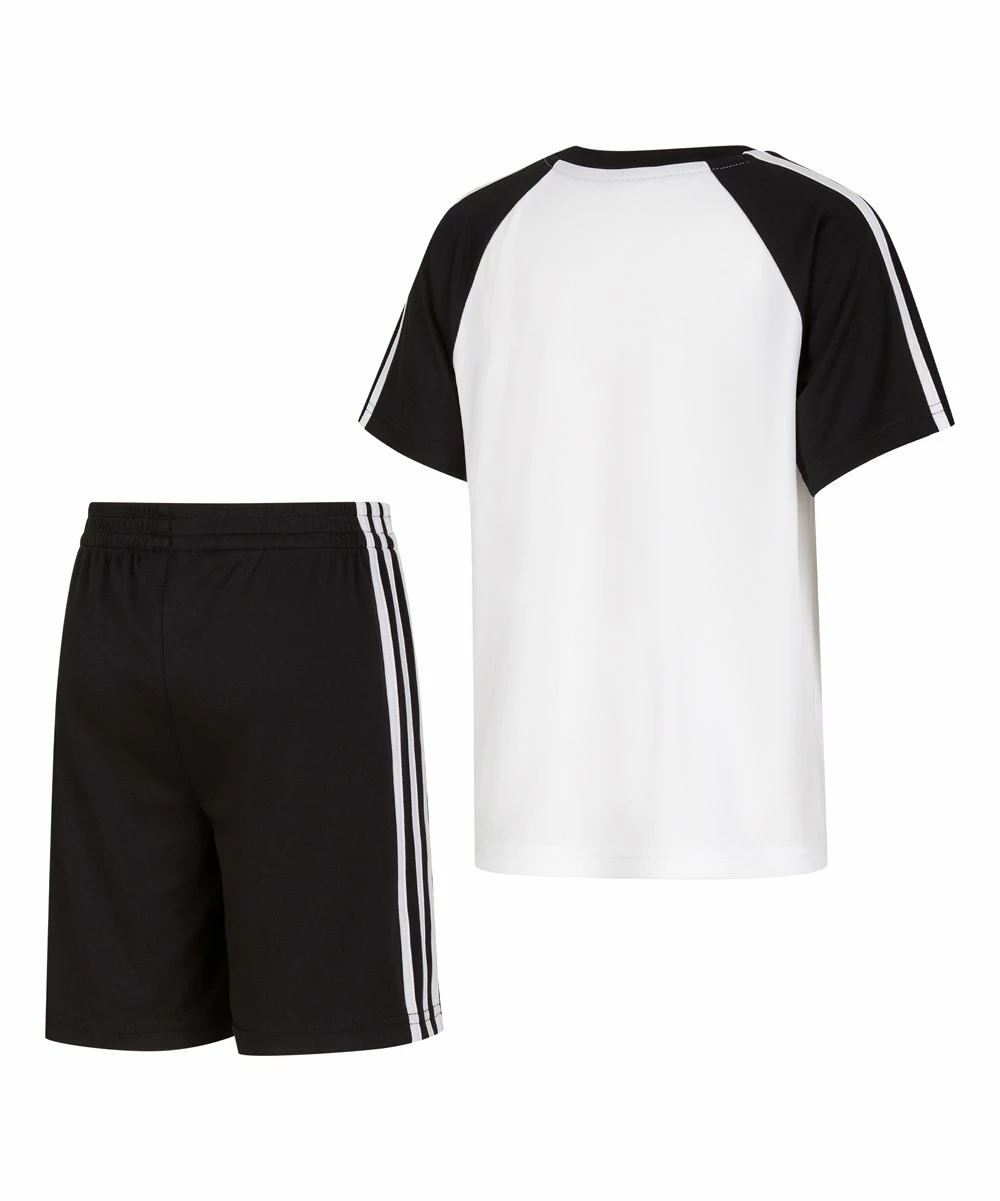 Cheap ๐คฉ Adidas White & Black Logo Raglan Tee & Stripe Shorts - Toddler & Boys For Kids ๐ 2 Cheap ๐คฉ Adidas White & Black Logo Raglan Tee & Stripe Shorts - Toddler & Boys For Kids ๐ - Image 2