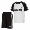 Cheap 🤩 Adidas White & Black Logo Raglan Tee & Stripe Shorts - Toddler & Boys For Kids 🎁
