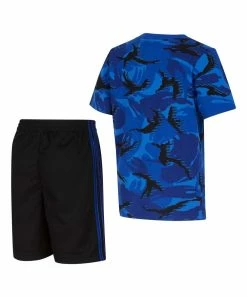 Alternative view of Best Pirce 🔥 Adidas Bright Blue Camo Tee & Stripe Shorts - Toddler For Kids 🎁