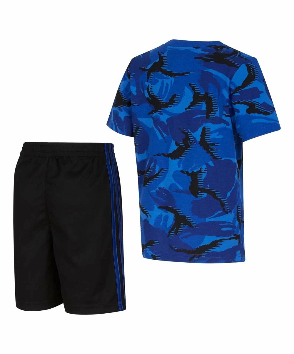 Best Pirce 🔥 Adidas Bright Blue Camo Tee & Stripe Shorts - Toddler For Kids 🎁 2 Best Pirce 🔥 Adidas Bright Blue Camo Tee & Stripe Shorts - Toddler For Kids 🎁 - Image 2