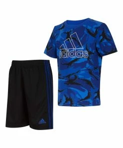 Best Pirce ๐ฅ Adidas Bright Blue Camo Tee & Stripe Shorts - Toddler For Kids ๐