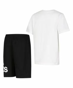 Alternative view of Best reviews of 🌟 Adidas White Logo Crewneck Tee & Black Shorts - Boys For Kids 🧨
