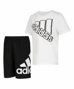 Best reviews of ๐ Adidas White Logo Crewneck Tee & Black Shorts - Boys For Kids ๐งจ