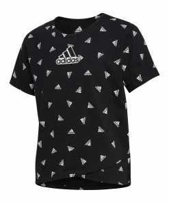 Alternative view of Best deal 🧨 Adidas Black & White Logo Tulip-Hem Tee - 👧 Girls For Kids 😉