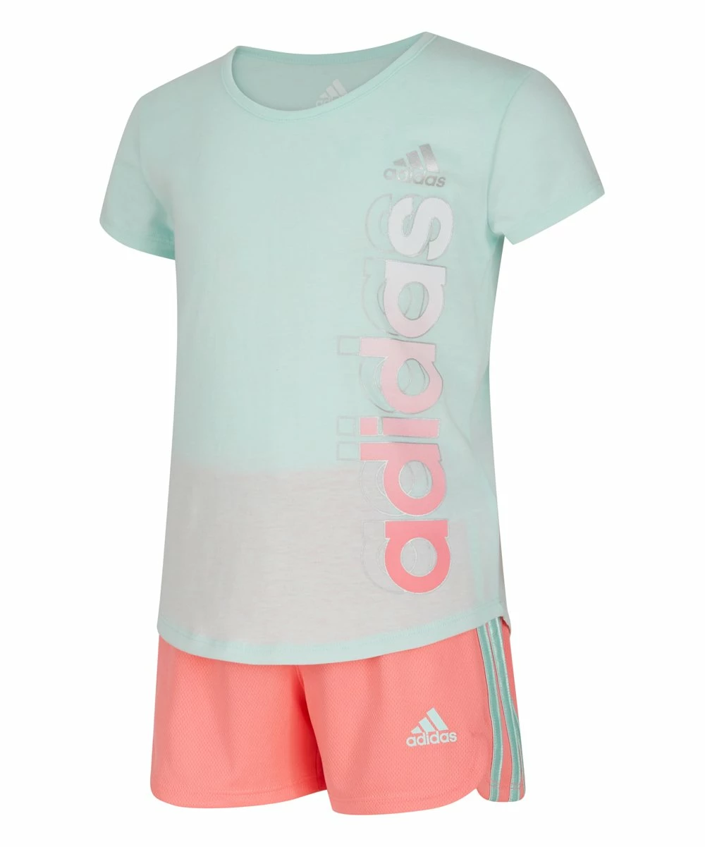 Cheap ๐ Adidas Ice Mint Logo Crewneck Tee & Shorts - Toddler For Kids โ - Image 2