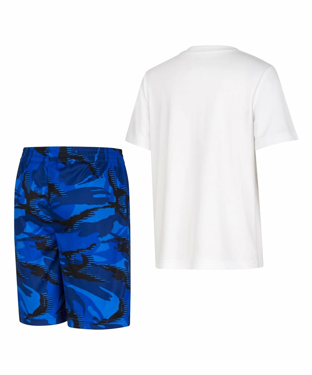 Wholesale ⌛ Adidas White Logo Crewneck Tee & Blue Camo Shorts - Toddler & Boys For Kids 🤩 2 Wholesale ⌛ Adidas White Logo Crewneck Tee & Blue Camo Shorts - Toddler & Boys For Kids 🤩 - Image 2