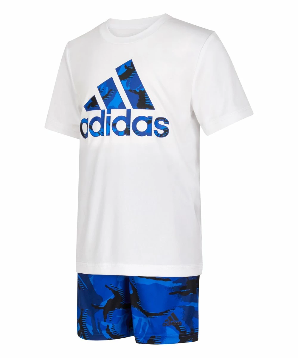 Wholesale ⌛ Adidas White Logo Crewneck Tee & Blue Camo Shorts - Toddler & Boys For Kids 🤩 3 Wholesale ⌛ Adidas White Logo Crewneck Tee & Blue Camo Shorts - Toddler & Boys For Kids 🤩 - Image 3