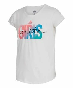 Cheap โจ Adidas White & Pink 'Girls Unite' Crewneck Tee - ๐ง Girls For Kids ๐