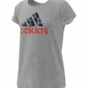 Cheapest 👍 Adidas Gray 'USA' Logo Crewneck Tee - 👧 Girls For Kids 😍