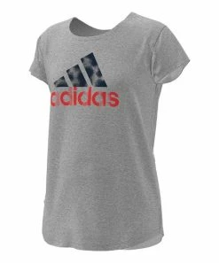 Cheapest 👍 Adidas Gray 'USA' Logo Crewneck Tee - 👧 Girls For Kids 😍