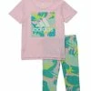Cheap 😀 Adidas Medium Pink Logo Crewneck Tee & Green Tie-Dye Capri Pants - 👧 Girls For Kids 🧨