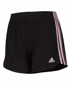 Promo 👏 Adidas Black & Light Pink Logo Mesh Shorts - 👧 Girls For Kids 🛒