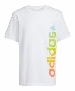 Cheapest ๐ Adidas White Gradient Multicolor Logo Crewneck Tee - Kids ๐