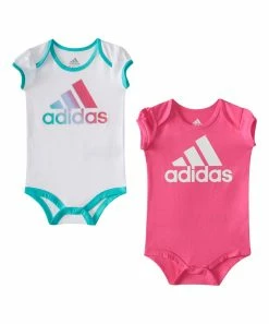 Best Pirce 😍 Adidas White & Pink Logo Bodysuit - Set Of Two For Baby & Maternity 🎉
