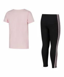 Discount ✨ Adidas Medium Pink Logo Crewneck Tee & Black Leggings - 👧 Girls For Kids 🎁 -Adidas Shop zu104225109 alt 2 tm1649972109