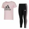 Discount ✨ Adidas Medium Pink Logo Crewneck Tee & Black Leggings - 👧 Girls For Kids 🎁