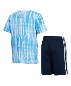 Alternative view of Best Pirce 😉 Adidas Sky Rush & White Tie-Dye Logo Crewneck Tee & Navy Stripe Shorts - Toddler & Boys For Kids 🛒
