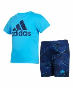 Coupon โญ Adidas Sky Rush Logo Tee & Navy Camo Logo Shorts - Toddler & Boys For Kids ๐