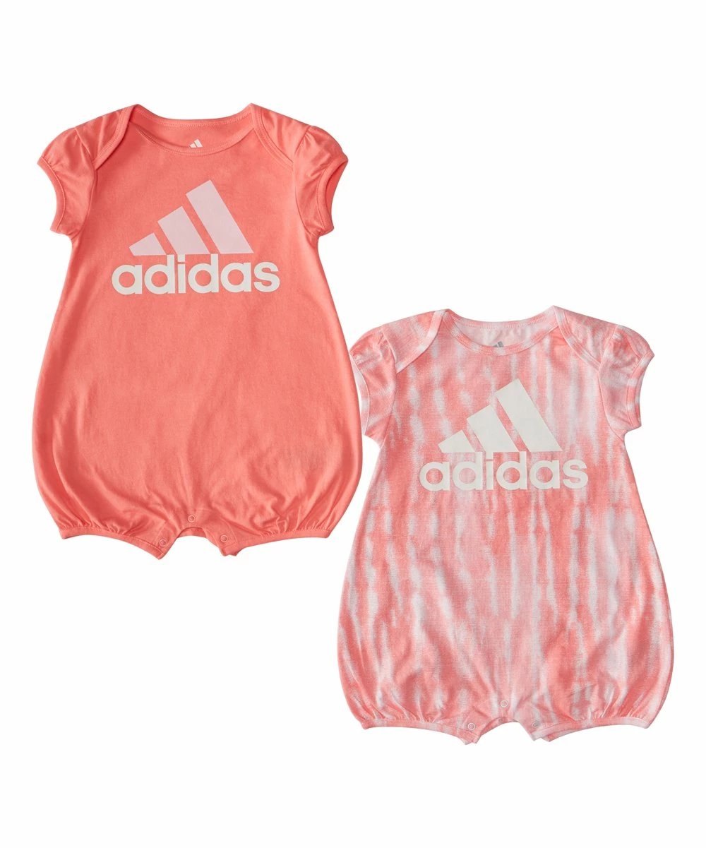 Discount 😉 Adidas Pink & White Tie-Dye Logo Bubble Romper Set - Infant For Baby & Maternity 😀