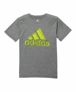 Cheapest 👍 Adidas Charcoal & Green Glitch Logo Tee - Boys For Kids 🤩