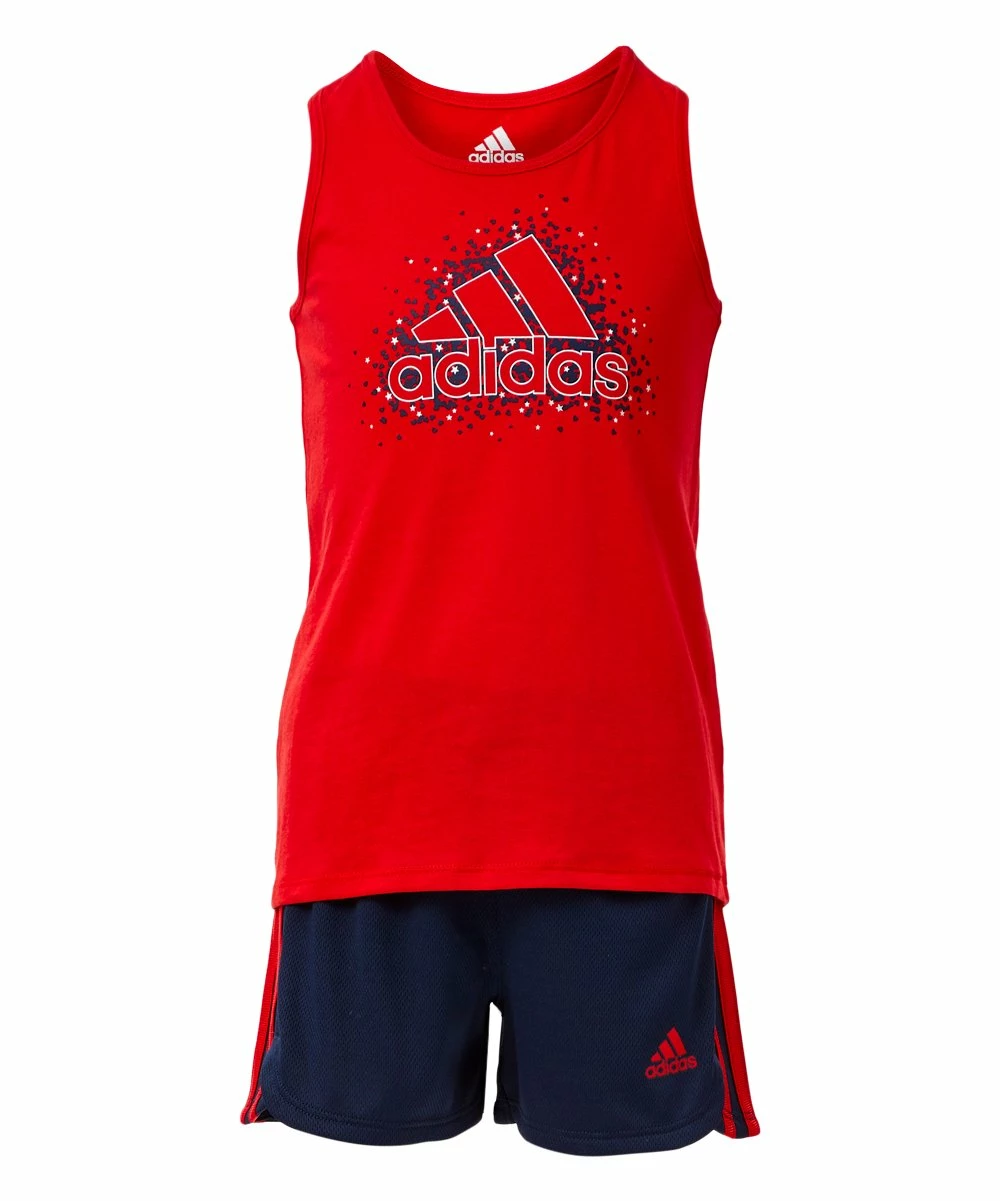 Coupon ๐ฅ Adidas Vivid Red & Blue Stripe & Mountain Logo Tank & Short Set - ๐ง Girls For Kids ๐ 1 Coupon ๐ฅ Adidas Vivid Red & Blue Stripe & Mountain Logo Tank & Short Set - ๐ง Girls For Kids ๐