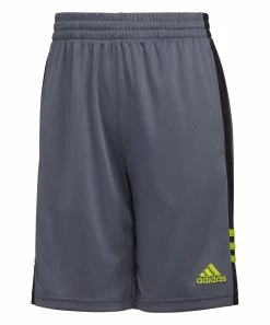 New ✨ Adidas Dark Gray & Yellow Side Panel Logo Shorts - Boys For Kids 😍