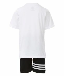 Alternative view of Best Pirce 😍 Adidas White & Black Stripe & Mountain Logo Tee & Short Set - Toddler & Boys For Kids ✔️