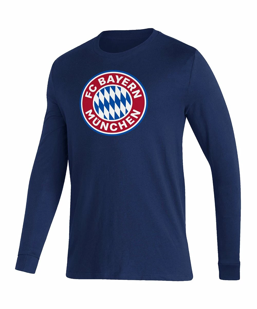 New 🤩 Adidas Bayern Munich Logo Long-Sleeve Tee - Men 😀