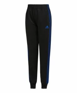 Brand new โค๏ธ Adidas Black & Blue Signature Stripes Joggers - Boys For Kids ๐