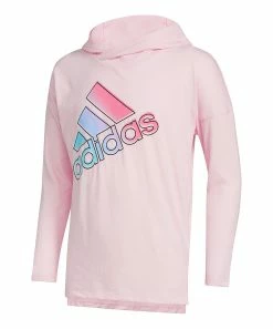 Best Sale 🎁 Adidas Blush & Blue Ombré Logo Lightweight Hoodie - 👧 Girls For Kids 🎁