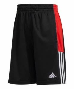 Promo 🎉 Adidas Black & Red Color Block Track Shorts - Boys For Kids 👏