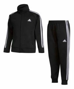 Best deal ๐ฅฐ Adidas Black & White Signature Stripe Track Jacket & Track Pants - Boys For Kids โ