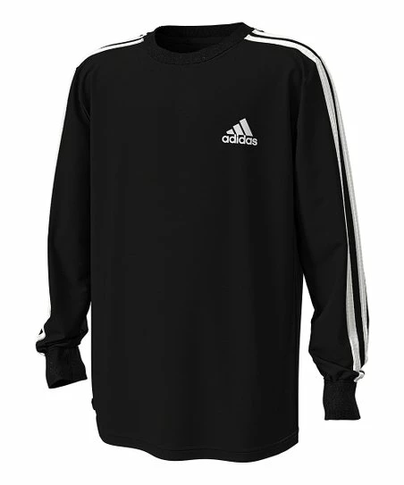 Cheap ✨ Adidas Black & White Stripes Long-Sleeve Top - Boys For Kids 😀
