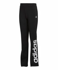 Hot Sale ⌛ Adidas Black & White Logo-Cuff Yoga Pants - 👧 Girls For Kids 🔥