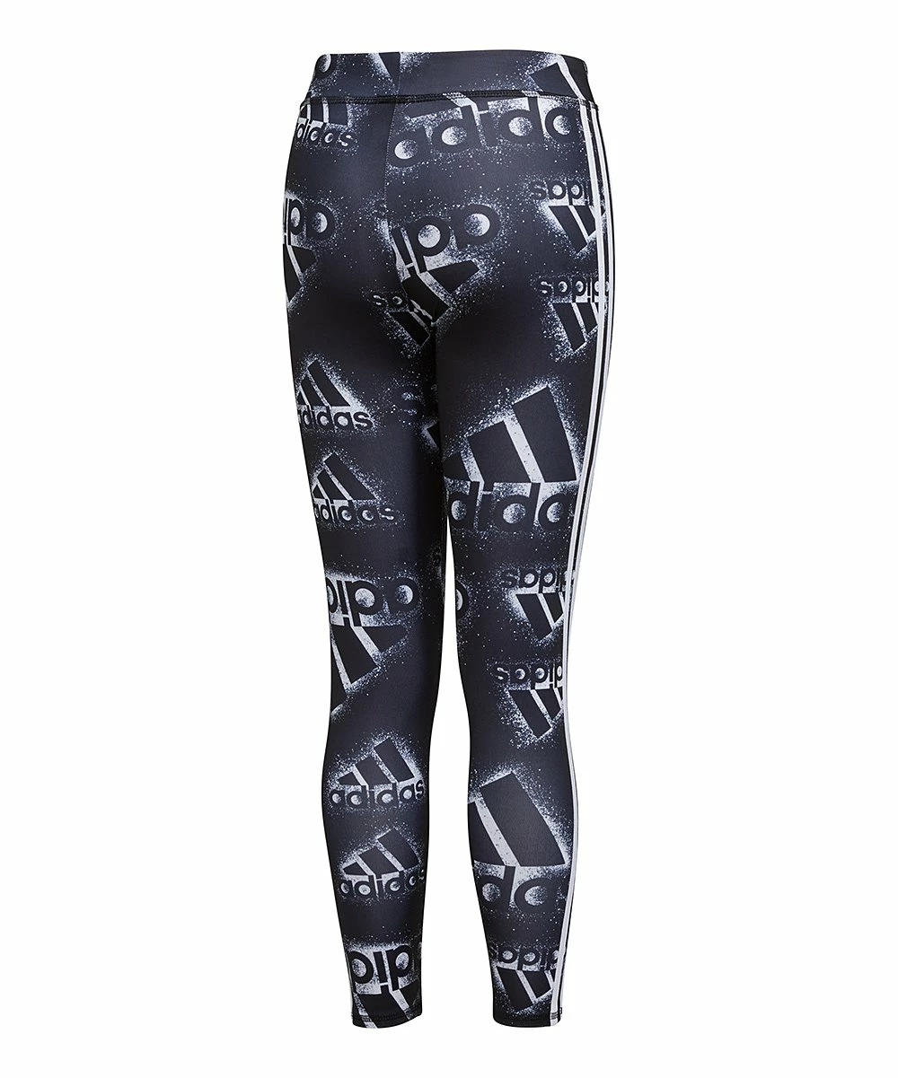 Cheap 👍 Adidas Black & White Spray Paint Logo Leggings - 👧 Girls For Kids 🔔 2 Cheap 👍 Adidas Black & White Spray Paint Logo Leggings - 👧 Girls For Kids 🔔 - Image 2