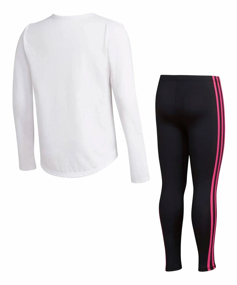 Best Pirce ⌛ Adidas White Sun Long-Sleeve Tee & Black Signature Stripe Leggings - Toddler & 👧 Girls For Kids 💯 2 Best Pirce ⌛ Adidas White Sun Long-Sleeve Tee & Black Signature Stripe Leggings - Toddler & 👧 Girls For Kids 💯 - Image 2