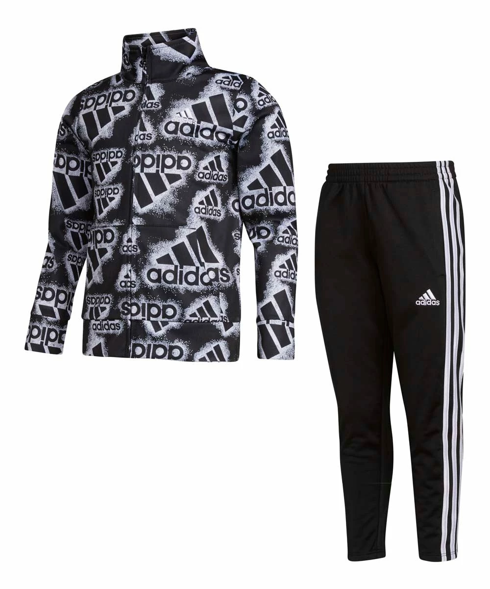 Wholesale 😀 Adidas Gray & Black All-Over Logo Track Jacket & Black Track Pants - Toddler & 👧 Girls For Kids 😍 1 Wholesale 😀 Adidas Gray & Black All-Over Logo Track Jacket & Black Track Pants - Toddler & 👧 Girls For Kids 😍