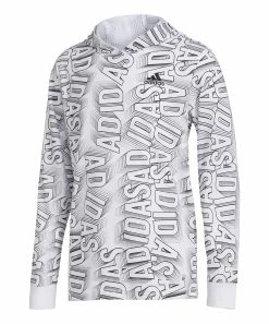 Buy ❤️ Adidas White & Gray Allover Logo Hooded Long-Sleeve Tee - Boys For Kids ✔️
