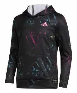 Best Sale 🎁 Adidas Black & Fuchsia Multicolor Logo Pullover Hoodie - 👧 Girls For Kids 🌟